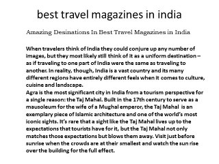 best travel magazines in india