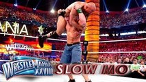 John Cena gives The Rock an Attitude Adjustment at WrestleMania 28  Slow Mo Replay