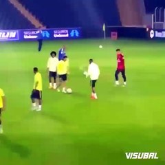 Felipe Luis humiliating Neymar during Brazil training