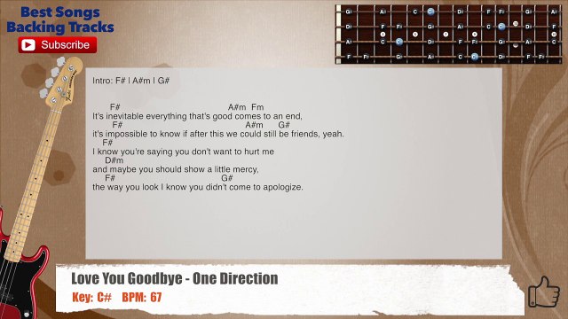 Love You Goodbye - One Direction Bass Backing Track with scale, chords and lyrics