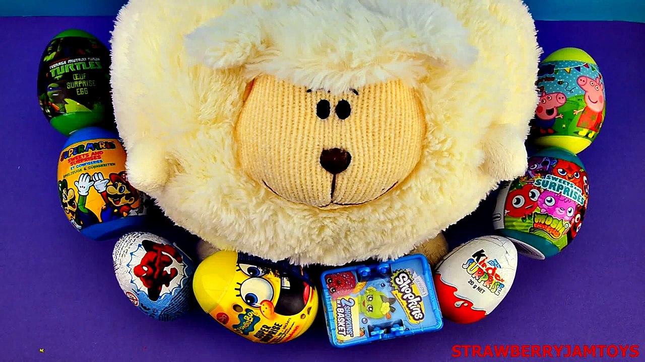 Shopkins Kinder Surprise Spongebob Peppa Pig Spiderman TMNT Surprise Eggs StrawberryJamToys