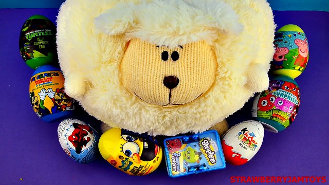 Shopkins Kinder Surprise Spongebob Peppa Pig Spiderman TMNT Surprise Eggs StrawberryJamToys