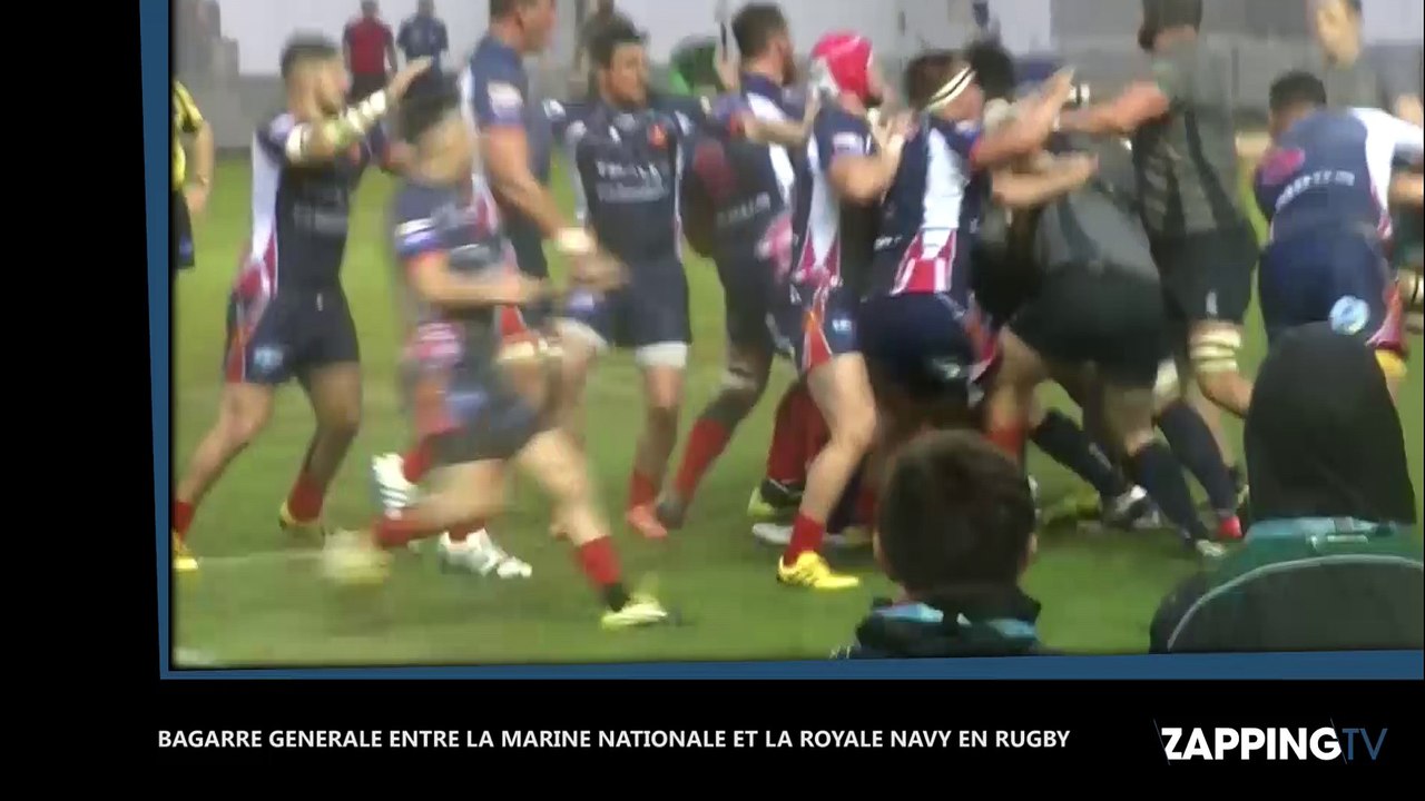 Rugby : Enorme bagarre générale entre la Marine Nationale et la Royal Navy britannique (Vidéo)