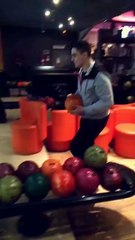 This guy's bowling technique is an interesting one