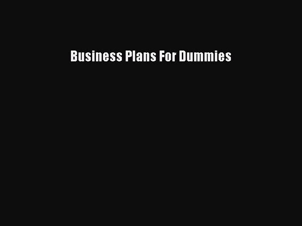 Read Business Plans For Dummies Ebook Free