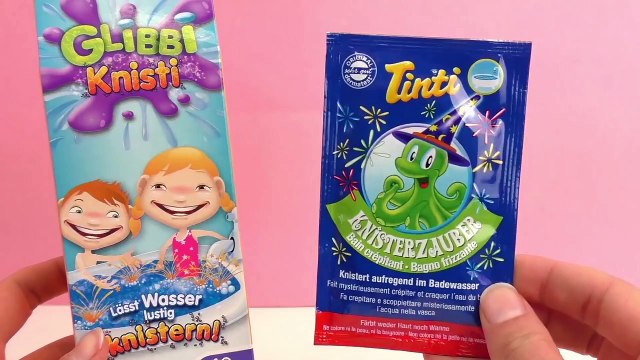Comparaison de Glibbi Knisti et de la poudre crépitante Tinti | S’amuser dans le bain fran