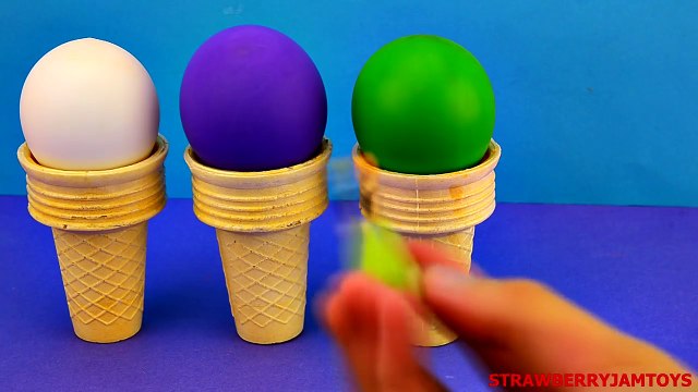 Balloon Surprise Eggs! Frozen Shopkins Spongebob Bugs Bunny Ice Cream Cone by StrawberryJamToys