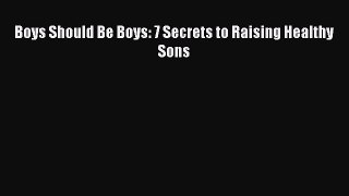 PDF Boys Should Be Boys: 7 Secrets to Raising Healthy Sons  EBook