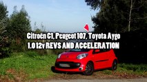 Stock Citroën C1, Peugeot 107 and Toyota Aygo 1.0 12v sound, acceleration, revs.