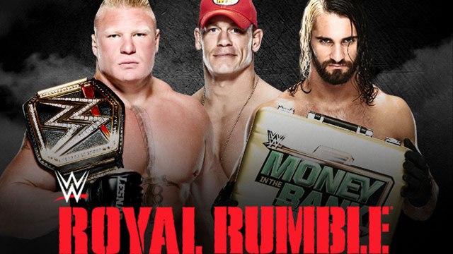 WWE Royal Rumble 2015 Brock Lesnar vs John Cena vs Seth Rollins-Highlights