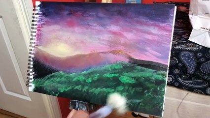 Speed Painting of Sunset Landscape in Acrylic- Painting By Josh
