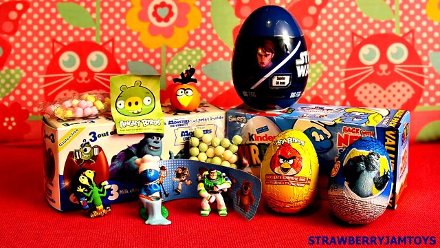 7 Surprise Eggs Unboxing Kinder Surprise Monsters University Smurfs Angry Birds Star Wars