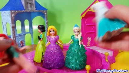 PLAY DOH Sparkle dresses 8 Disney Princess Magiclip dolls Elsa Anna Glitter Glider Ariel R