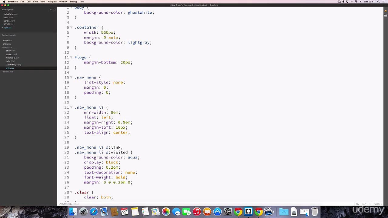 Continue Styling the Nav Menu->HTML,CSS