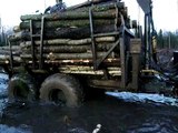 Homemade forwarder in wet forest