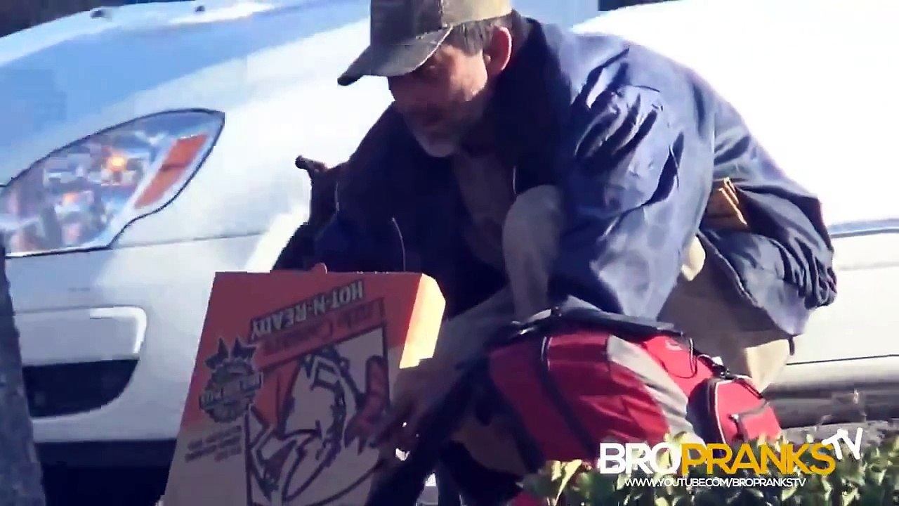 Giving Homeless People Some Pizza or Food