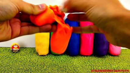 Cars 2 Play Doh Spongebob Lightning McQueen Angry Birds Moshi Surprise Eggs StrawberryJamToys