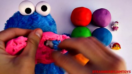 Télécharger la video: Cookie Monster Play Doh Shopkins Angry Birds Hello Kitty Smurfs Surprise Eggs by StrawberryJamToys