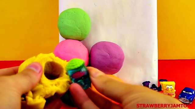 Minions Play Doh Shopkins Spiderman Angry Birds Cars 2 Spongebob Surprise Eggs by StrawberryJamToys