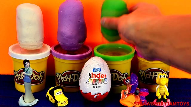 Play Doh Disney Princess Kinder Surprise My Little Pony MLP Cars 2 Surprise Eggs StrawberryJamToys