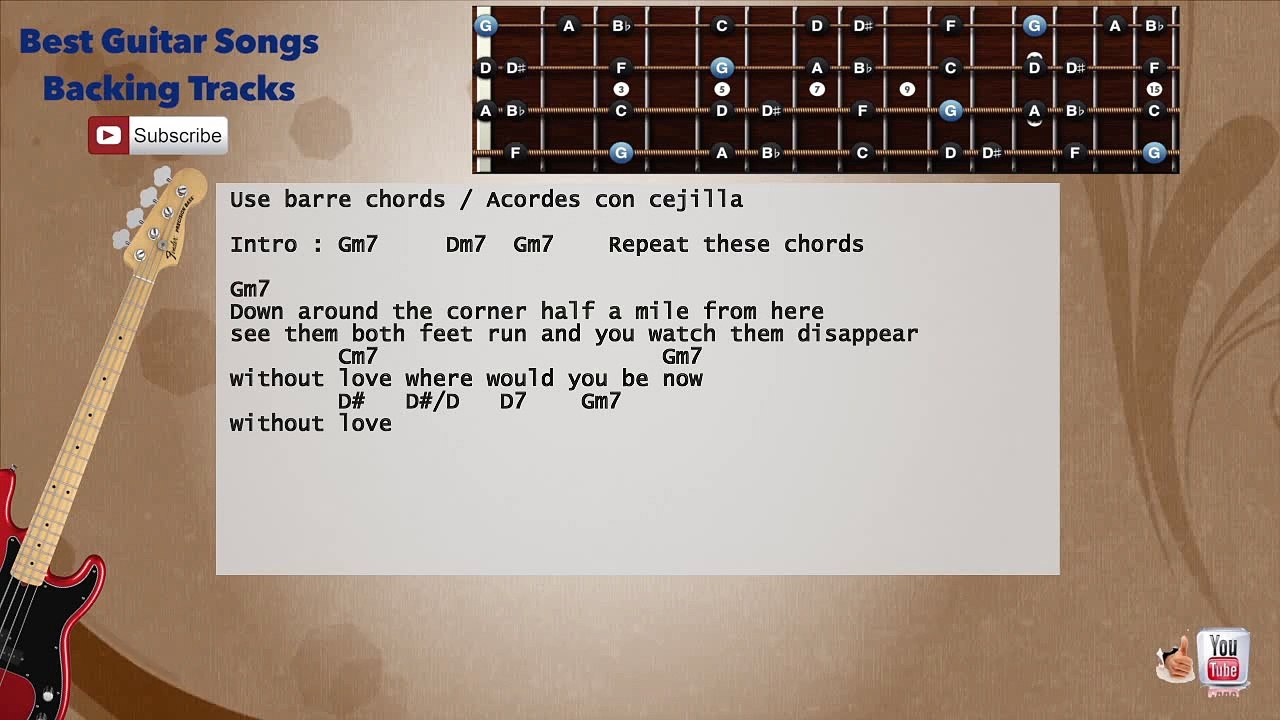 Long Train Runnin' - Doobie Brothers Bass Backing Track with scale, chords and lyrics