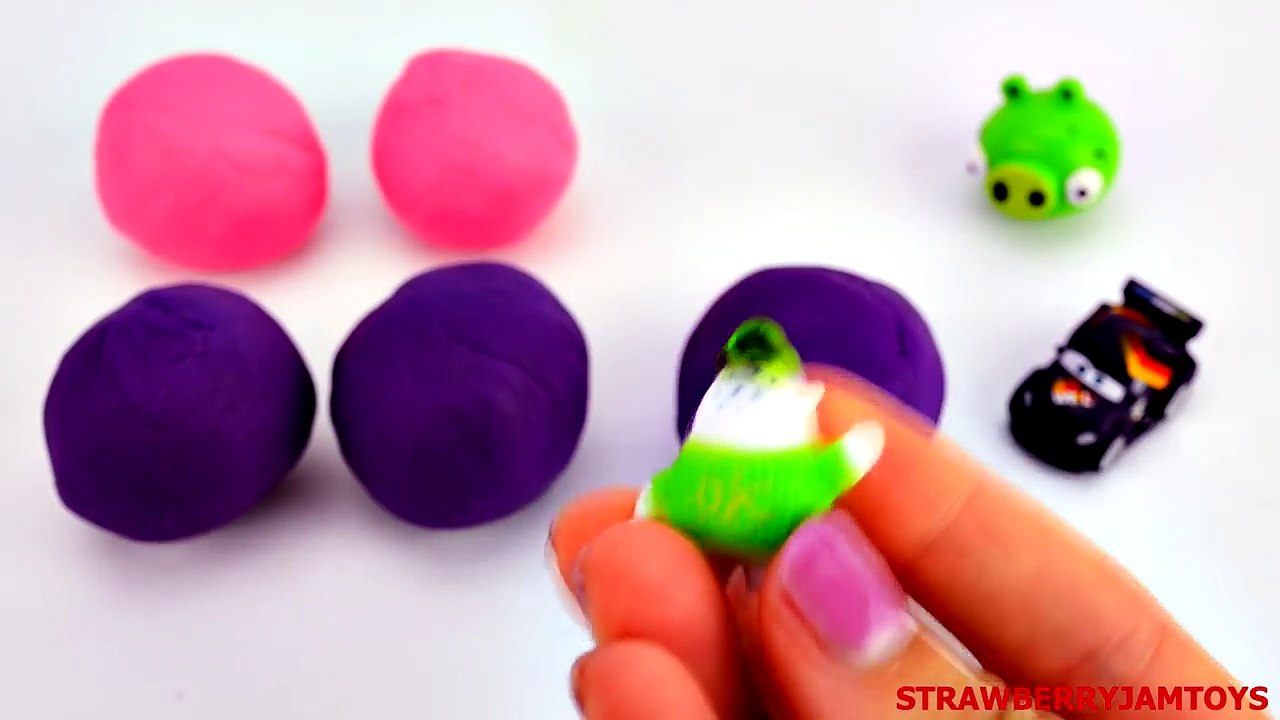 Shopkins Play Doh Cars 2 Spongebob Hello Kitty Angry Birds Surprise Eggs by StrawberryJamToys