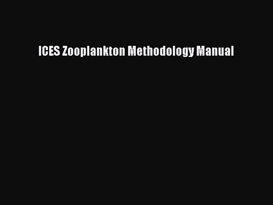 Download ICES Zooplankton Methodology Manual PDF Free