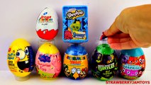 Spiderman Kinder Surprise Shopkins Peppa Pig Spongebob Super Mario Surprise Eggs StrawberryJamToys