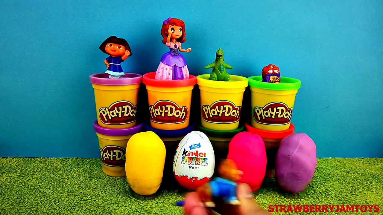 Sofia The First Play Doh Dora The Explorer Cars 2 Pokemon Moshi Surprise Eggs StrawberryJamToys