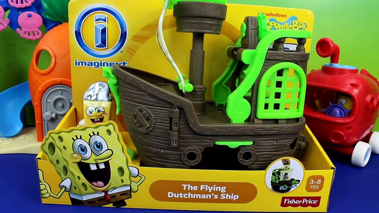 Imaginext Spongebob Squarepants Flying Dutchman Ship with Disney Pixar cars Lightning McQueen Mater
