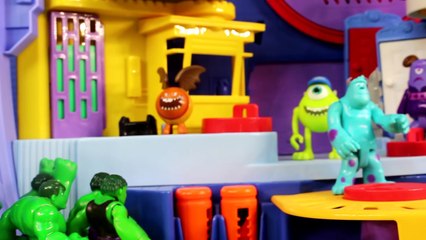 Incredible Hulk Kids Attend Disney Pixar Imaginext Monsters University And Ride On School Bus