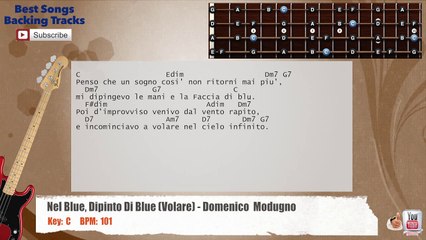Nel Blue, Dipinto Di Blue (Volare) - Domenico Modugno Bass Backing Track with chords and lyrics