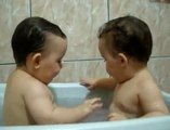 Twins kids Brothers Enjoying Bath room Time