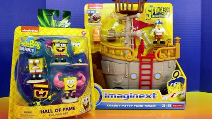 Imaginext Spongebob Out of Water Krabby Patty Food Truck & Hall of Fame Figurine Set