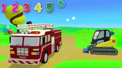 Мультфильмы 3D: Считаем пожарные машины. Счет до 10. Развивающие мультики Зим Зум