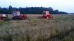 Belarus Mtz 80UK with big sprayer stuck in mud, Mtz 82UK trying to help