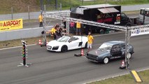 Audi R8 V10 SPYDER vs VW GOLF 2 R32 Turbo 1/4 Mile Drag Race Viertelmeile Rennen Accelerat