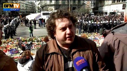 Hooligans à Bruxelles: "Les policiers les ont laissés arriver jusqu'ici", témoigne un manifestant