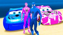 Blue SPIDERMAN & Pink SPIDERGIRL & Custom Lightning McQueen CARS - Fun Superhero Movie   SONGS