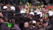 Riot police push back far-right protesters at Brussels memorial rally