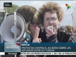 Grecia: protestan en Lesbos contra acuerdo sobre refugiados