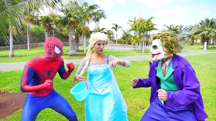 Spiderman & Frozen Elsa Surprise egg Hunt - Spiderman treasure hunt - Fun Superhero in Real Life
