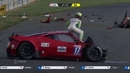 GT Tour Nogaro 2016 MASSIVE Crash Ferrari 458 Italia Bottemanne