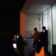 EXO fans running Kai and Taemin at SM Building