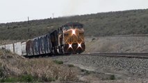 Union Pacific Railroad # 7128 mixed freight train crests Echo Canyon @ Wasatch,UT 5/5/2014