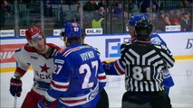 Slava Voynov confronts Ivan Telegin just before his fail of the game