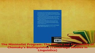 PDF  The Minimalist Program The Nature and Plausibility of Chomskys Biolinguistics Cambridge PDF Book Free