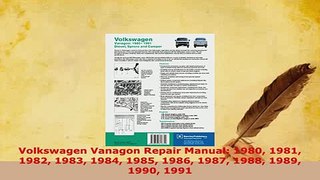 PDF  Volkswagen Vanagon Repair Manual 1980 1981 1982 1983 1984 1985 1986 1987 1988 1989 1990 PDF Full Ebook