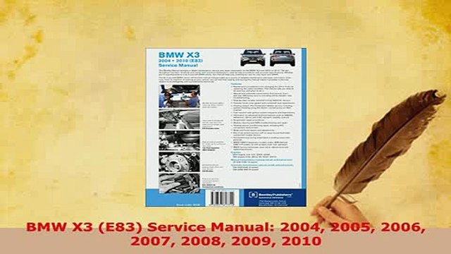 PDF BMW X3 E83 Service Manual 2004 2005 2006 2007 2008 2009 2010 Download Online