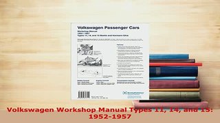 PDF  Volkswagen Workshop Manual Types 11 14 and 15 19521957 Download Full Ebook